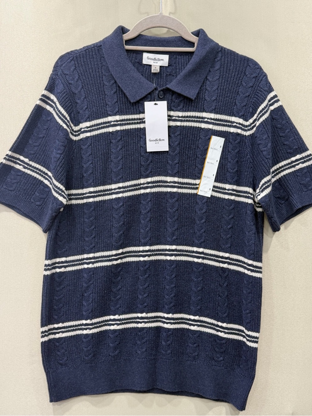 Goodfellow & Co Navy Polo with White Stripes